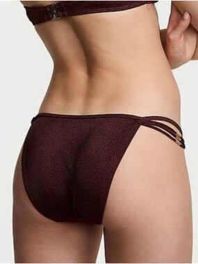 Victoria's Secret Burgundy Brown Dots Archive Bikini Bottoms Sz LG NWOT